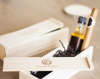 Personalized Groomsman Proposal Cigar Box, Engraved Wooden Gift