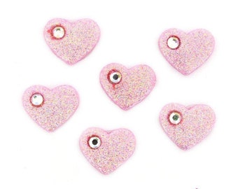 Corazones de diamantes de imitación*, juego de 6 botones con cierre de vástago para el Día de San Valentín