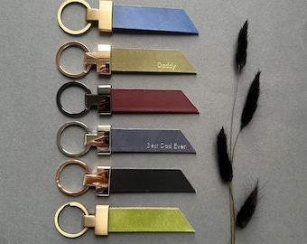 Leather Keychain for Men – Personalized Key Ring, Custom Engraved Leather Gift, Minimalist Modern Accessory