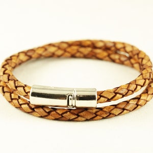 Women&#39;s leather bracelet, braided leather wrap, mens birthday gift, men bracelet leather, double wrap unisex bracelet, mens bracelets