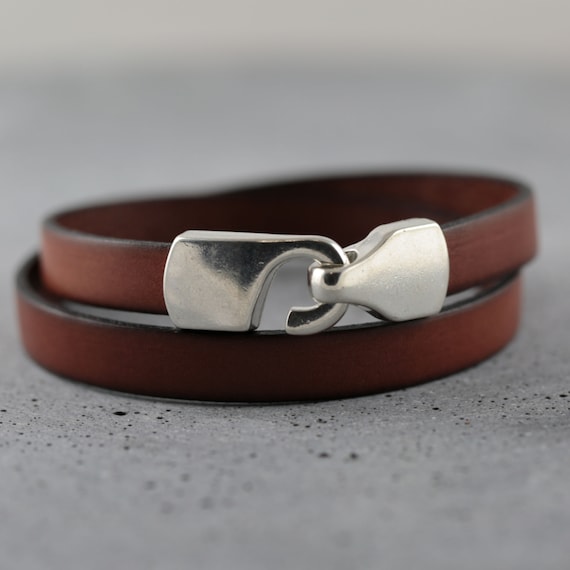 Mens leather braclet. Custom mens bracelet. Anniversary mens bracelet