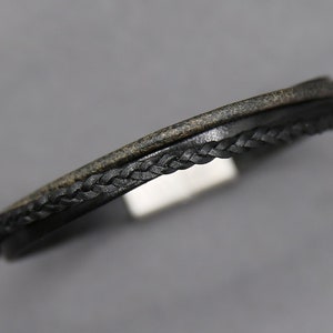Mens leather bracelet, Personalized black leather bracelet, Men leather band, Engraved bracelet, Gift for husband, Long distance
