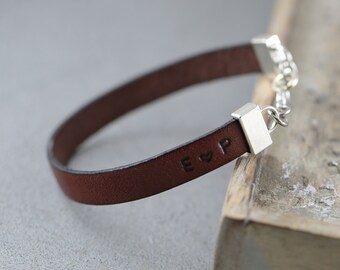 Personalized leather bracelet men, custom mens leather bracelet,mens bracelet, engraved leather bracelet, leather bracelet, initial bracelet