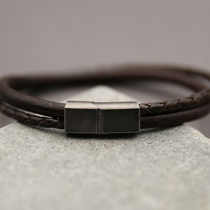 Men's Leather Bracelet with Stainless Steel Clasp Trendy and Masculine Look image 10