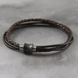 Multilayer brown leather bracelet for women, men leather bracelet with magnetic clasp, rustic leather bracelet for men or women, imagem 9