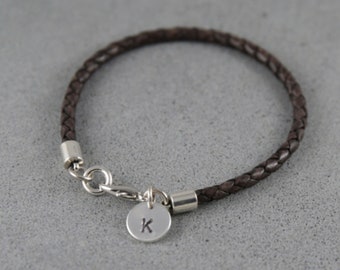 Man leather bracelet. Custom mens bracelet. Brown leather womens bracelet