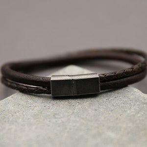Men's Leather Bracelet with Stainless Steel Clasp Trendy and Masculine Look image 9