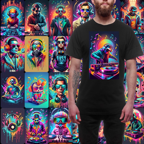 300 Cool DJ T-shirt Design, High Quality, Cool, Colorful, Sublimation, T-shirt, DTF, Stickers, Instant Download
