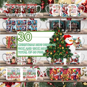 30 Weihnachtstassen-Wrap-Around-Digital-Becher-Design, 11 Unze 15 Unze, Sublimation PNG, hohe Qualität, frohe Weihnachten, religiöse Tasse