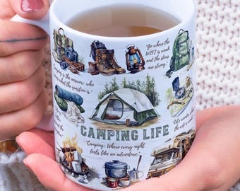 Camping Life Mug Wrap Around Digital Mug Designs, Sublimation PNG, 11oz & 15oz, Nature Lover, Camping, Adventure, Camp Life, Camping Quotes