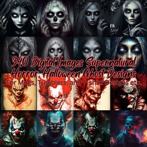 Supernatural Horror Halloween, 500 Images, Digital Paper, For Mugs, Tumblers, Sublimation, T-shirts, Decoration, etc. Instant Download