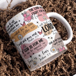 Bibel-Vers-Becher Wrap Rund Digitales Becher-Design, 11 Unze 15 Unze, Sublimation PNG, Bibel Affirmationen, religiöser Becher, Christentums-Tasse