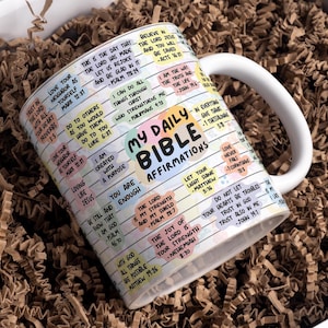 My Daily Bible Affirmations Mug Wrap Around Digital Mug Designs, 11oz & 15oz, Sublimation PNG, Bible Affirmations, Religious Christian Mug