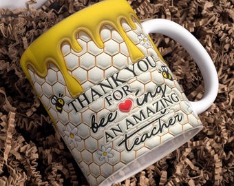 Thank You Amazing Teacher 3D inflated Mug Wrap Around Digital Designs, Sublimation PNG, 11oz & 15oz, Teacher Appreciation Mug, Teacher Mug