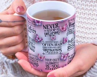 Diseños digitales envolventes para tazas con frases inspiradoras, de 11 oz y 15 oz, PNG para sublimación, recordatorios personales, afirmaciones diarias, vibras positivas.
