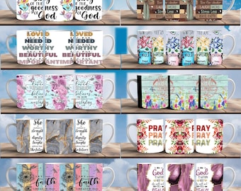 30 Bible Religious Quotes Mug Wrap Around Digital Mug Design, 11oz & 15oz, Sublimation PNG, High-Quality, Bible Quotes, Religious Mug
