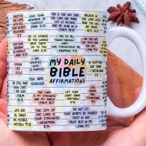 My Daily Bible Affirmations Mug Wrap Around Digital Mug Designs, 11oz & 15oz, Sublimation PNG, Bible Affirmations, Religious Christian Mug