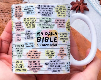 Ma tasse quotidienne d'affirmations de la Bible enveloppante, conceptions de tasse numérique, 11 oz et 15 oz, sublimation PNG, affirmations de la Bible, tasse religieuse chrétienne