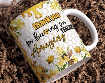 Thank You Teacher 3D inflated Mug Wrap Around Digital Mug Designs, Sublimation PNG, 11oz & 15oz, Teacher Mug, Teacher Appreciation Gift Cup