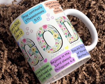 Bible Affirmations Mug Wrap Around Digital Mug Designs, 11oz & 15oz, Sublimation PNG, Bible Quotes, Religious Christian Mug, Prayer Mug