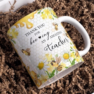 Thank You Teacher Mug Wrap Around Digital Mug Designs, Sublimation PNG, 11oz & 15oz, Amazing Teacher, Teacher Life, Teacher Affirmation Mug