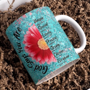 Gott sagt, dass Sie sind Becher Wrap rund digitales Becher-Design, 11 Unze 15 Unze, Sublimation PNG, Bibelzitate, religiöse christliche Tasse, Bibelaffirmation