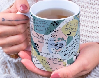 Bible Affirmations, Bible Verse Mug Wrap Around Digital Mug Design, 11oz & 15oz, Sublimation PNG, Bible Quote, Religious Mug