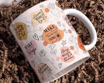 Daily Affirmation Mug Wrap Around Digital Mug Designs, 11oz & 15oz, Sublimation PNG, Daily Reminders, About You Mug