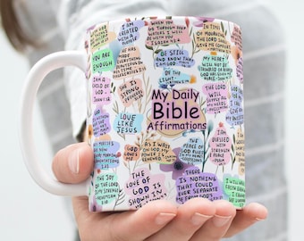 My Daily Bible Affirmations Mug Wrap Around Digital Mug Designs, Sublimation 11oz & 15oz, Bible Affirmations, Religious Christian Mug