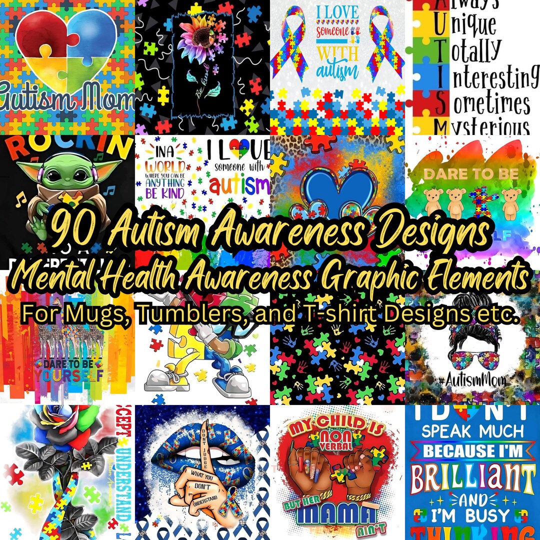 Mental Health Awareness, 90 PNG, Autism Awareness Designs Mugs ...