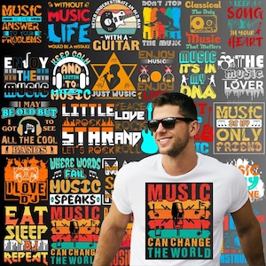 Music Quotes, 300+ PNG, Music Designs, High Quality, PNG EPs AI Transparent Background, Sublimation, Mugs, Stickers, Instant Download