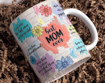 Taza envolvente digital "La mejor mamá del mundo", 325 ml y 400 ml, sublimación PNG, "La mejor mamá", vida de mamá, afirmaciones de mamá, vibras de mamá