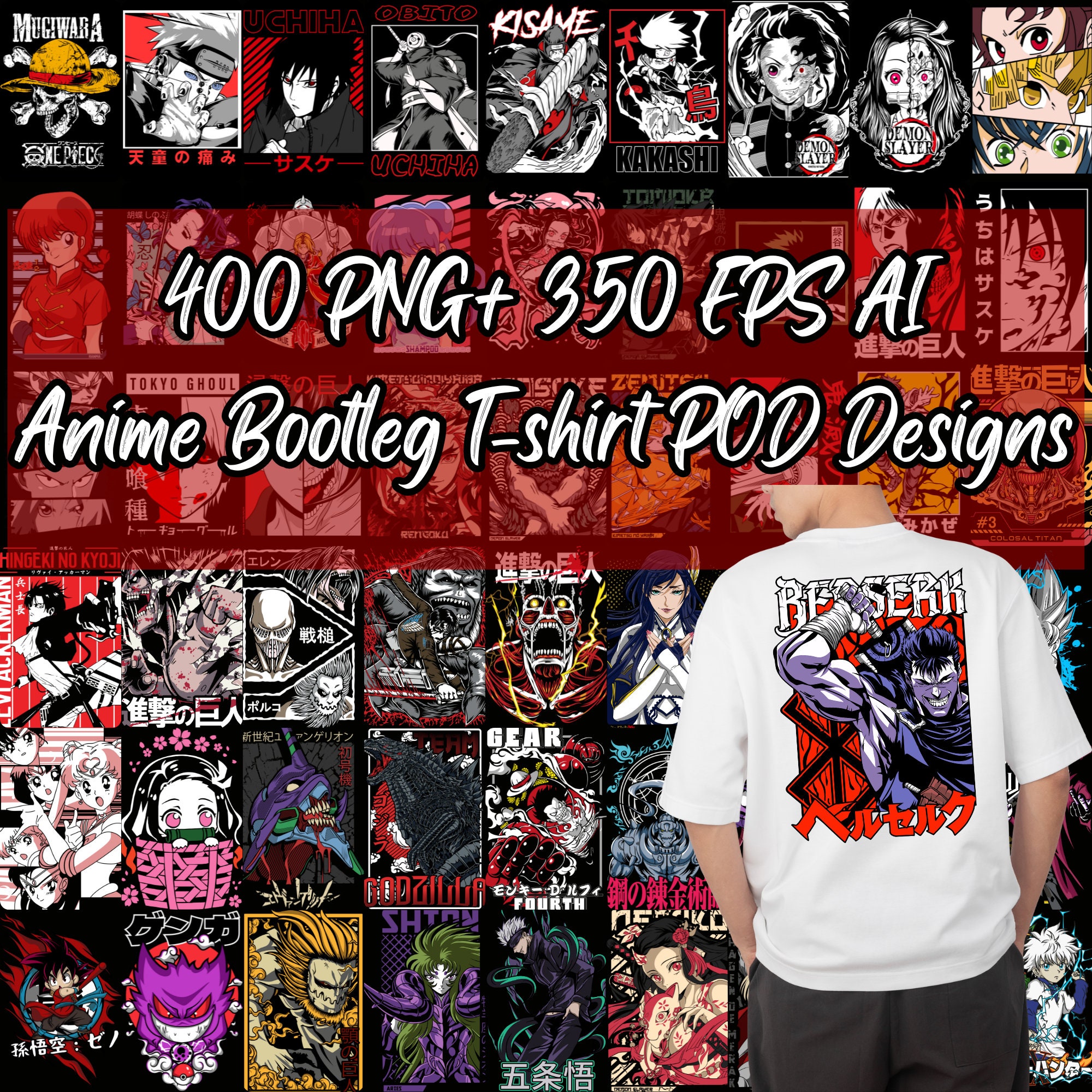 87 ANIME MIX tshirt designs bundle editable PART# 02 - Buy t-shirt designs