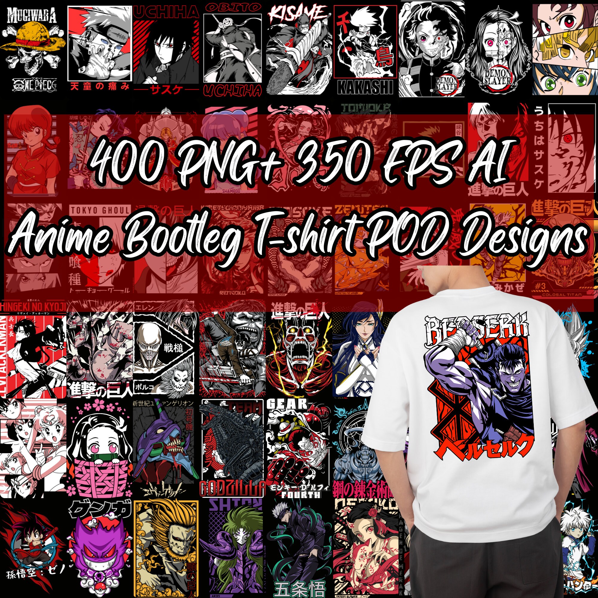 Japanese Evil Creature Dark Anime T-shirt Psd PSD Editable Template