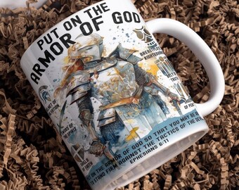 Armor of God Mug Wrap Around Digital Mug Designs, 11oz & 15oz, Sublimation PNG, Bible Quotes, Religious Christian Mug