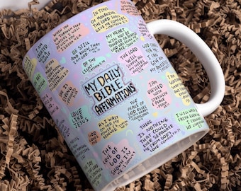 My Bible Affirmation Mug Wrap Around Digital Mug Designs, 11oz & 15oz, Sublimation PNG, Bible Quotes, Religious Christian Mug
