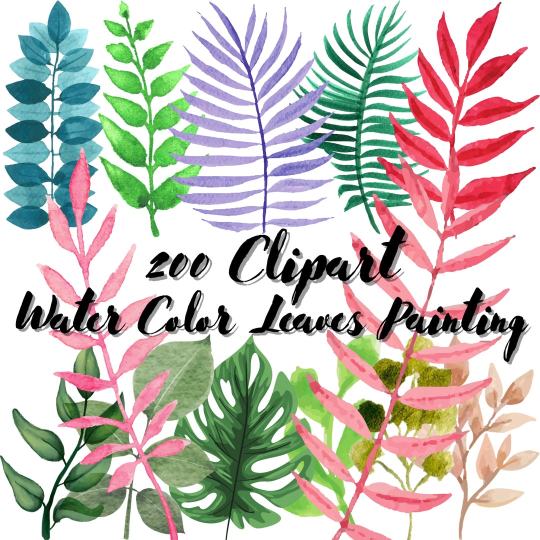 200 Watercolor Leaf Painting, PNG, Transparent, Printable, Stickers ...