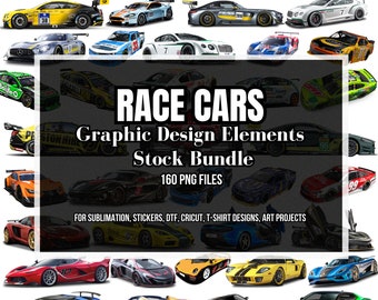 160 Race Cars Graphic Designs Elements, Premium, High Quality, PNG Transparent, For Sublimation, T-shirt, Stickers, Instant Downloads