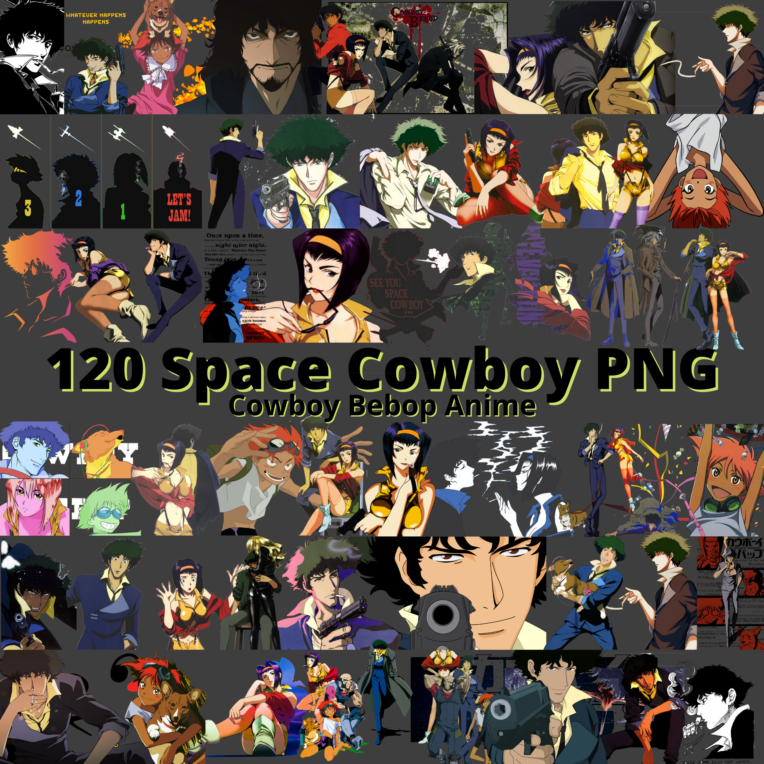 120 space cowboy b anime digital clipart png files etsy