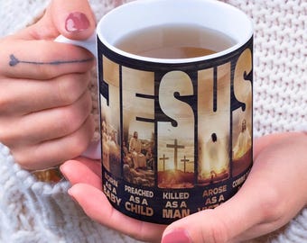 Jesus, der messias becher umwickelt digitale Becherdesigns, 11 Unzen und 15 Unzen, Sublimationsdruck PNG, Bibelzitate, religiöse christliche Tasse