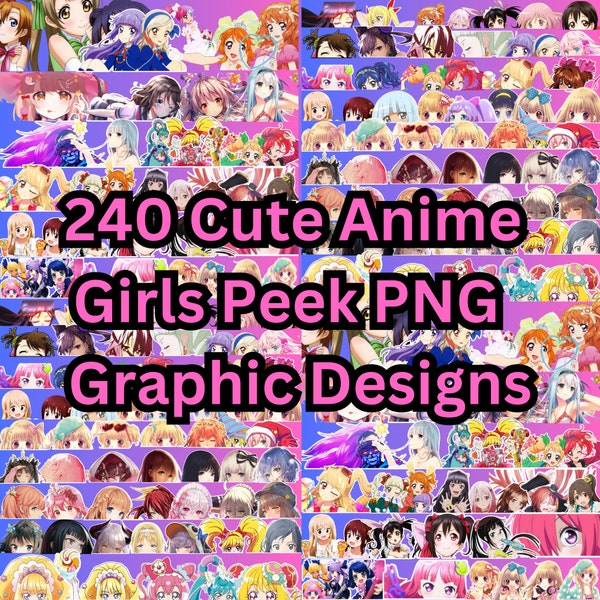 240 Anime Girls Peek 1 High Quality, Cool, Premium, PNG format Transparent Background, for Tshirt, Apparels, Mugs, Sticker, Instant Download