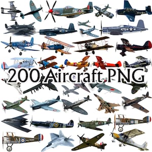 200 Aircraft Planes Graphic Designs Elements, Premium, High Quality, PNG Transparent, For Sublimation, T-shirt, Stickers, Instant Downloads