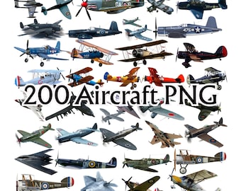 200 Aircraft Planes Graphic Designs Elements, Premium, High Quality, PNG Transparent, For Sublimation, T-shirt, Stickers, Instant Downloads