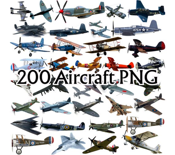 200 Aircraft Planes Graphic Designs Elements, Premium, High Quality, PNG Transparent, For Sublimation, T-shirt, Stickers, Instant Downloads