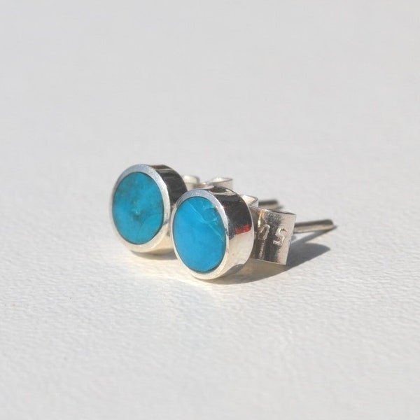 Mini-boucles d'oreille en argent et chrysocolle bleue