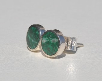 Munarana - Green chrysocola and sterling silver stud earrings