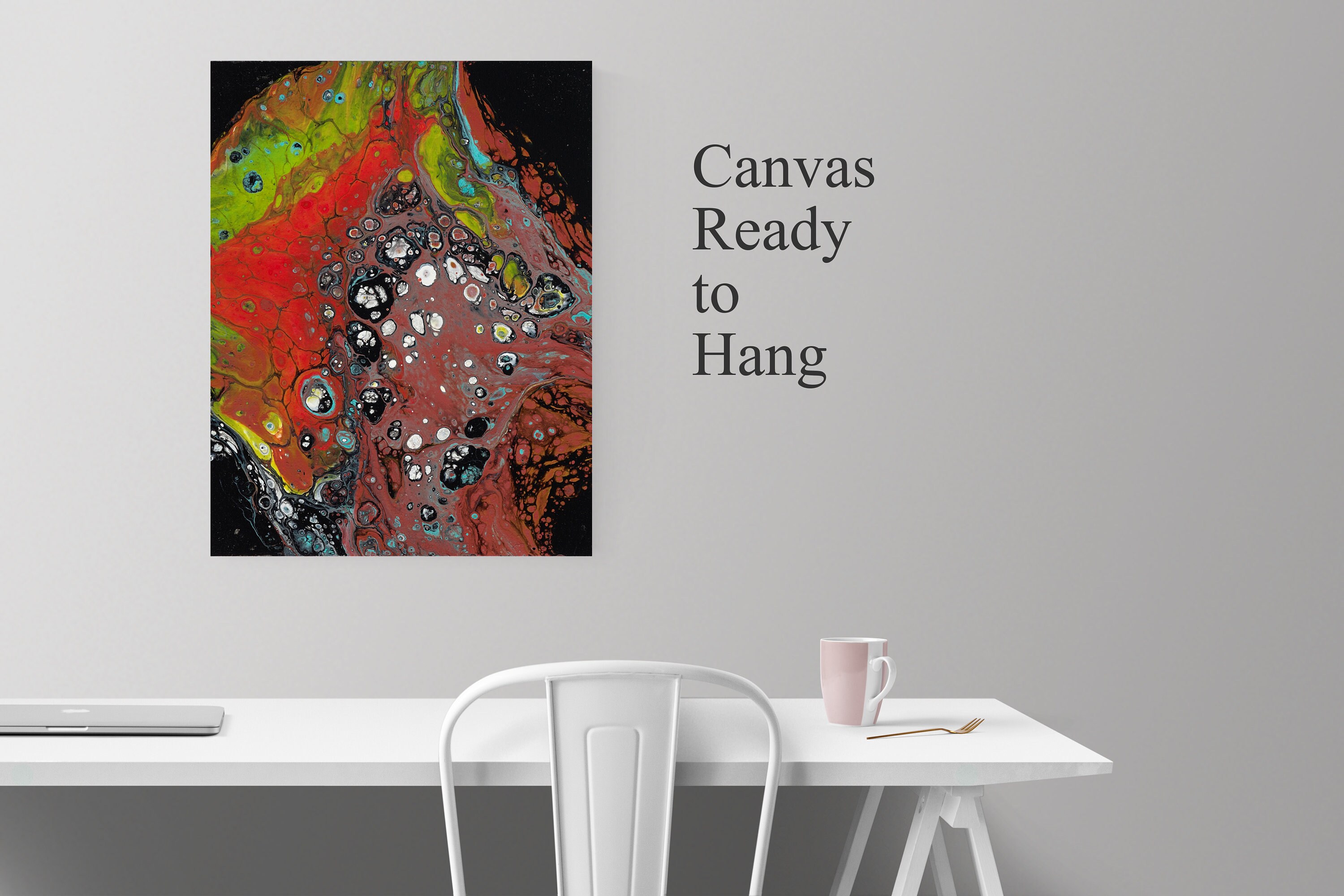 Abstract Painting Canvas Print with Orange Green Black | Etsy