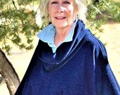 Cowl poncho in a denim French terry so cozy and warm