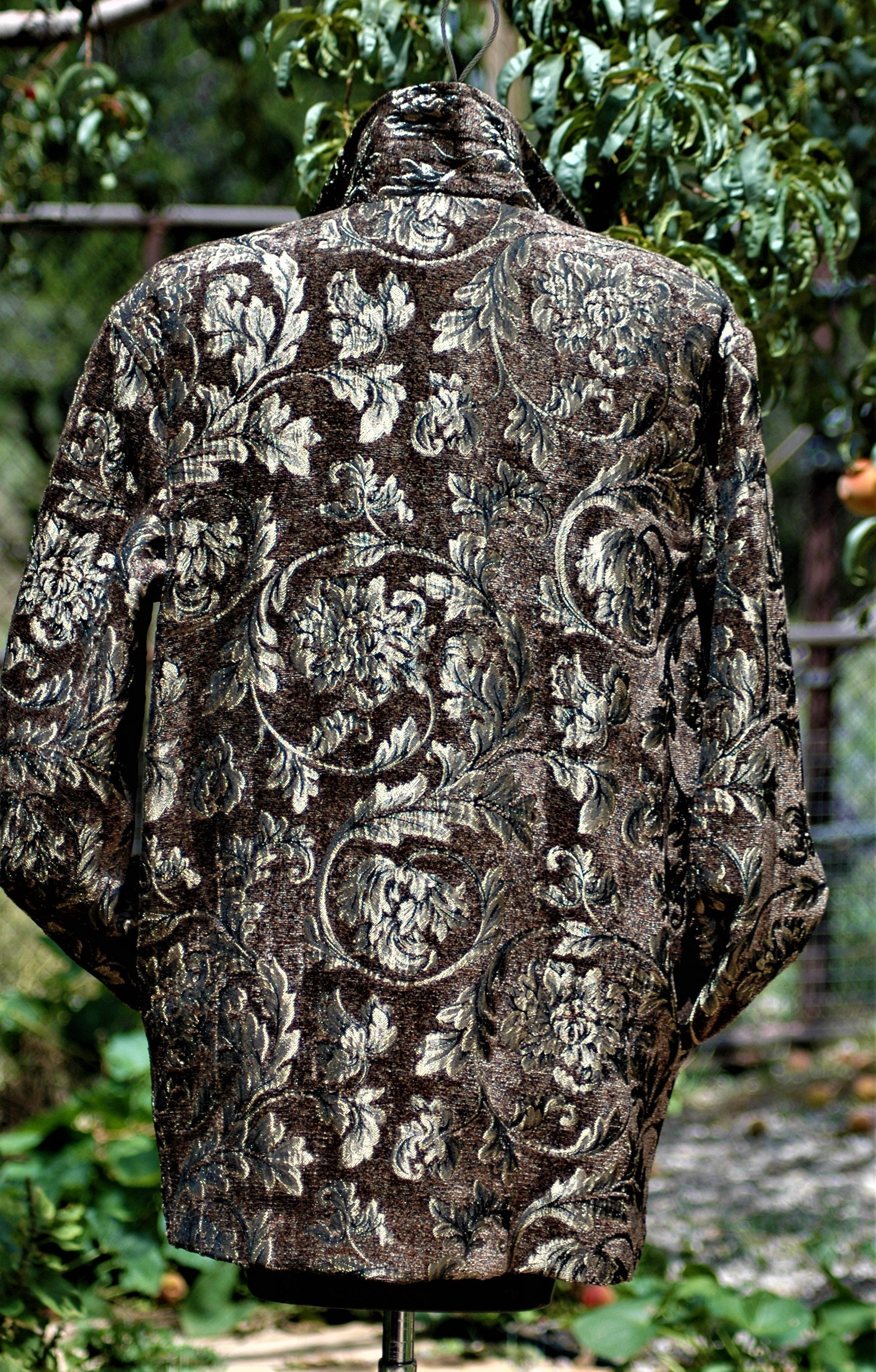 Dressy rayon chenille tapestry, fully lined jacket