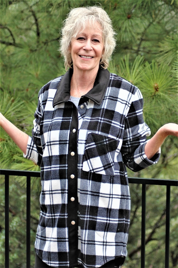 Black and white buffalo check jacket best sale